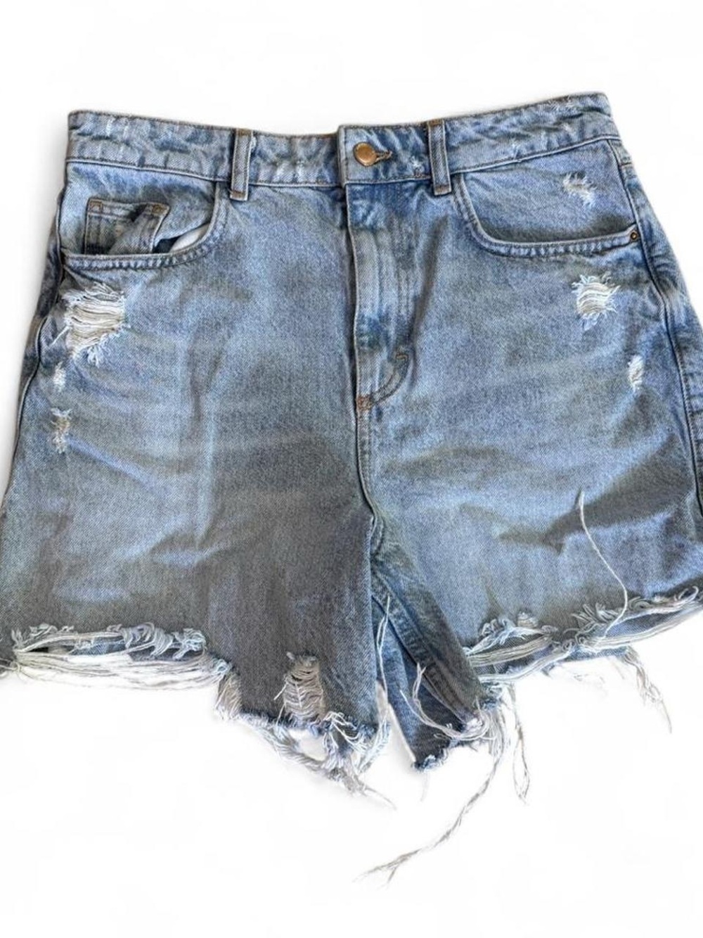 Zara Light Wash Distressed Denim Cutoff Shorts